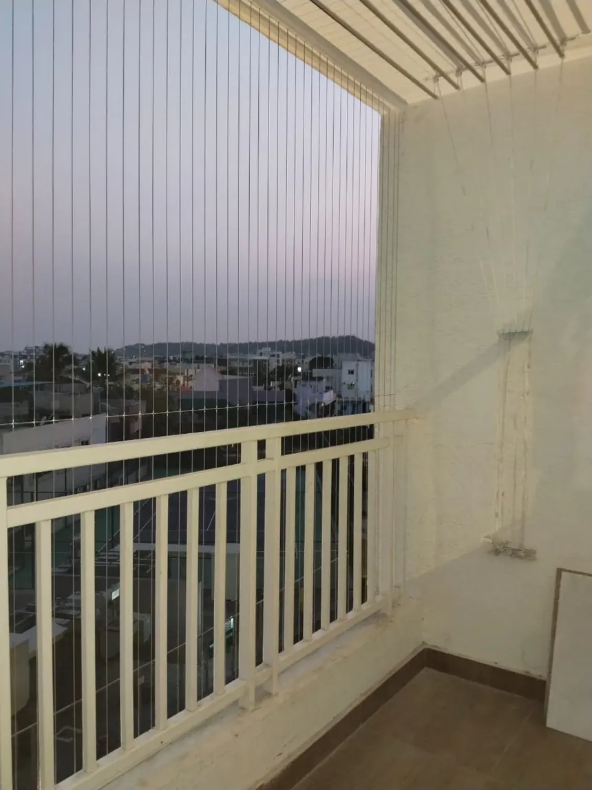 Invisible grill fitted on balcony