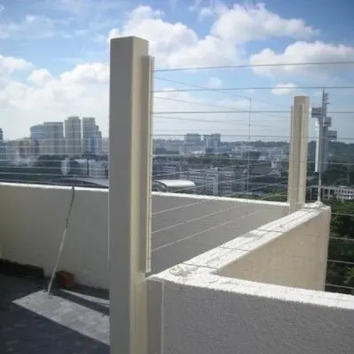 Invisible grill installation for terrace